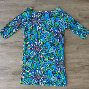 Lilly Pulitzer Cassie Cotton Dress Floral Vibrant Spring Size XS